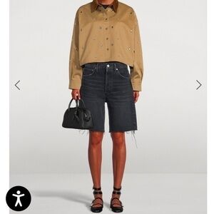 Agolde Black Highrise Button Fly Jeans Shorts Raw Hem